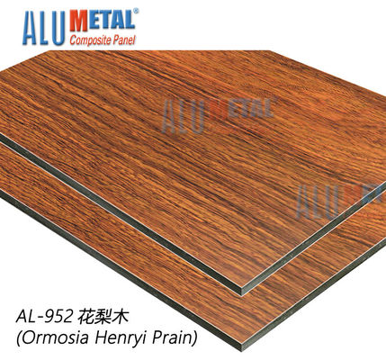 AA5005 ACP valutato fuoco riveste il rivestimento composito di alluminio 1220mm decorativo 8MM di legno del pannello