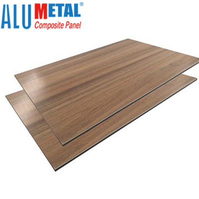 lucido spazzolato di legno del pannello composito di alluminio di 5mm alto