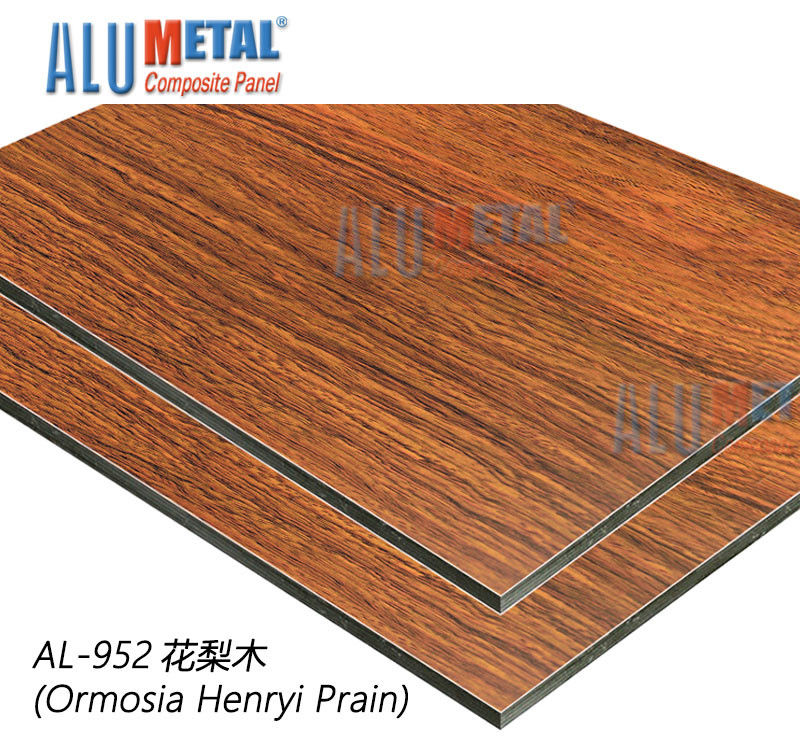 AA5005 ACP valutato fuoco riveste il rivestimento composito di alluminio 1220mm decorativo 8MM di legno del pannello
