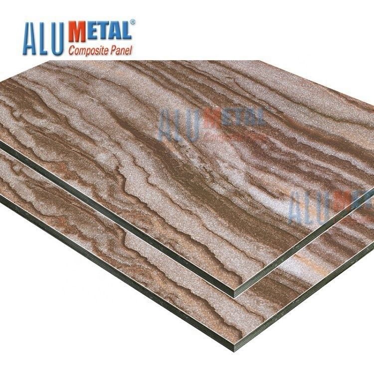 Odm composito di alluminio di marmo di plastica di legno 6mm del rivestimento della parete esterna del pannello di 0.08mm